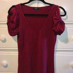 Red Express Blouse with Open Shoulder Detail